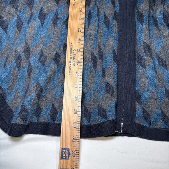 Heather B Poncho Womens Lg Wool Blend Blue Gray Full Zip Knit Sweater Cape EUC - Picture 8 of 16
